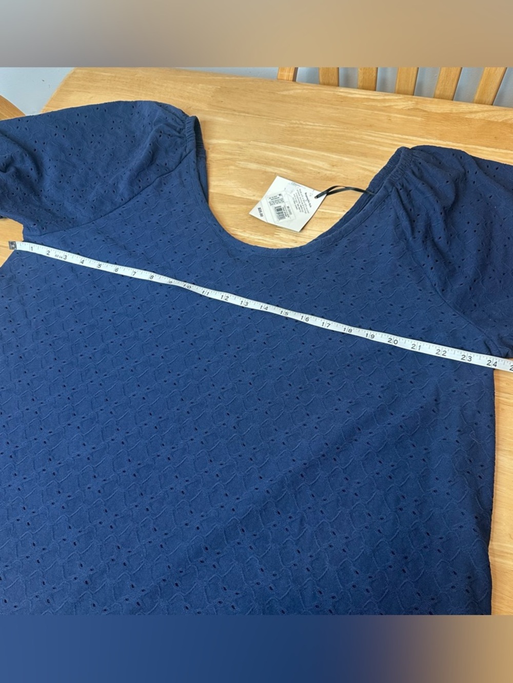 Ava & Viv Eyelet Blouse Women's Size 2X Blue Elastic Sleeve Plus Size NWT - Picture 5 of 8